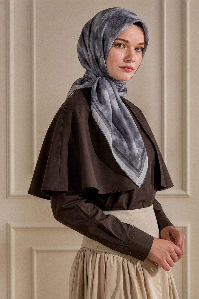 Acı Kahve Bulut Desen Kraş Eşarp - 1