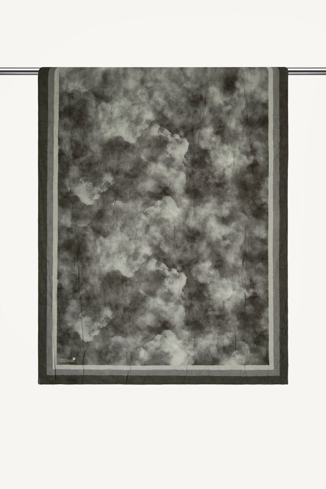 Acı Kahve Bulut Desenli Kraş Şal - 1