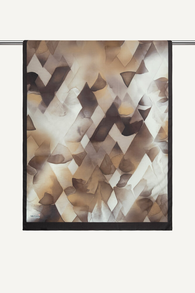 Acı Kahve Kristal Işıltı Desenli Fransız İpeği Şal - 2