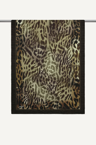 Acı Kahve Leopar Desenli Müslin Şal