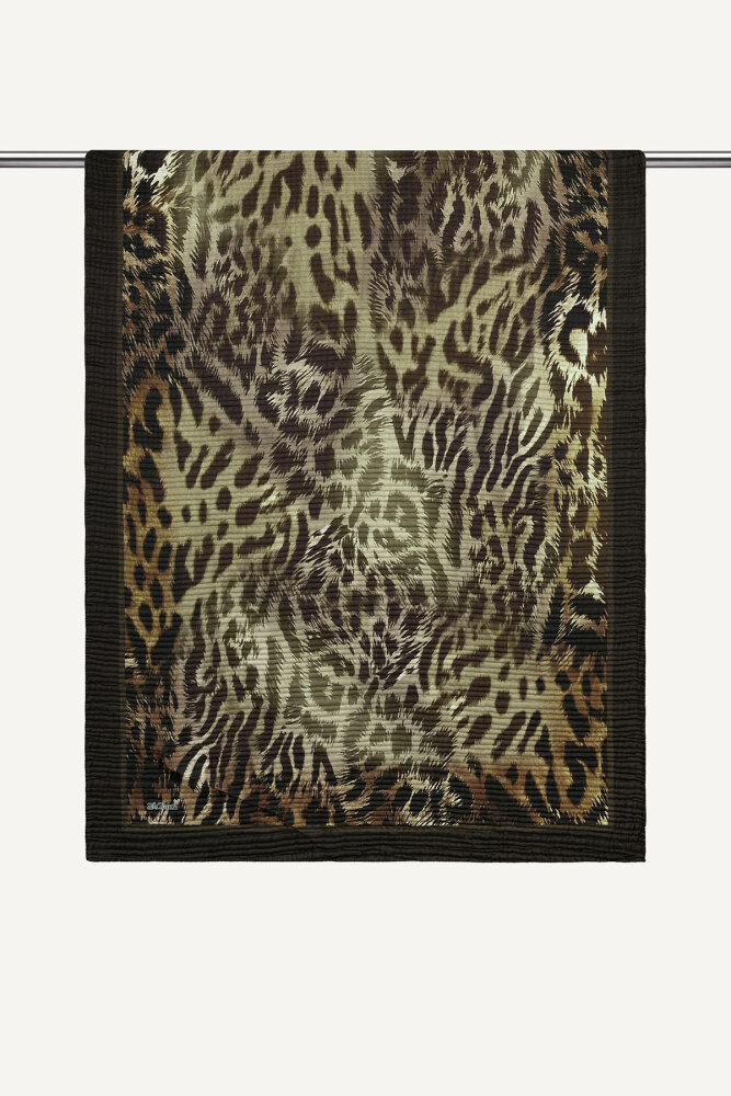 Acı Kahve Leopar Desenli Müslin Şal - 1