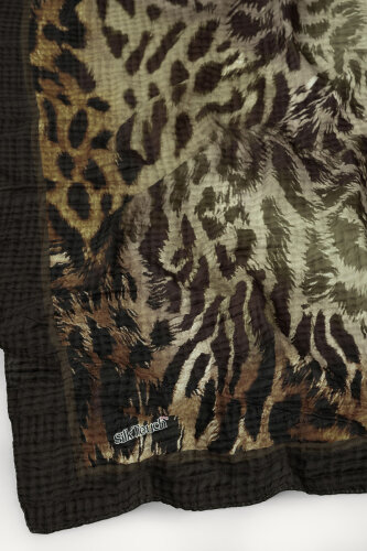 Acı Kahve Leopar Desenli Müslin Şal (1)