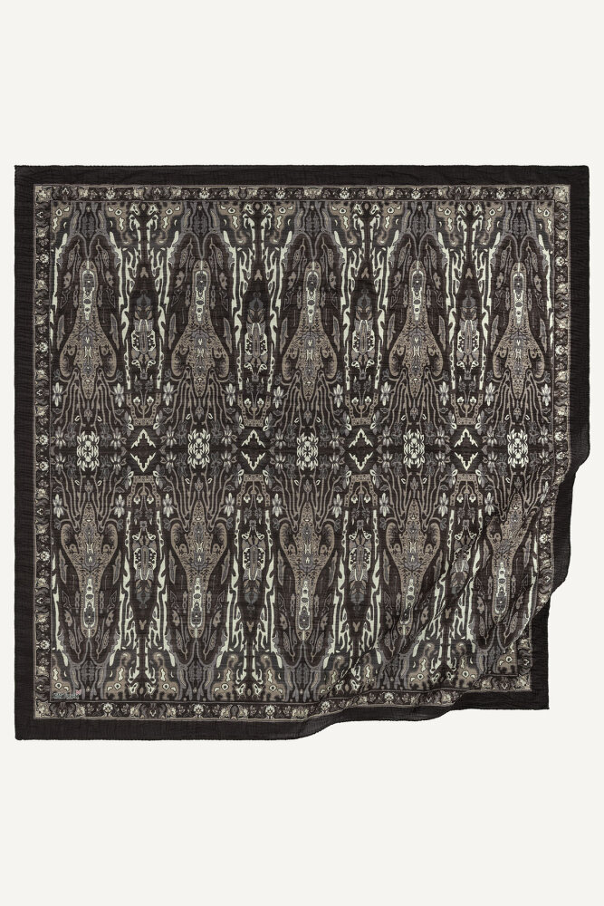 Acı Kahve Miras Desenli Müslin Eşarp - 2