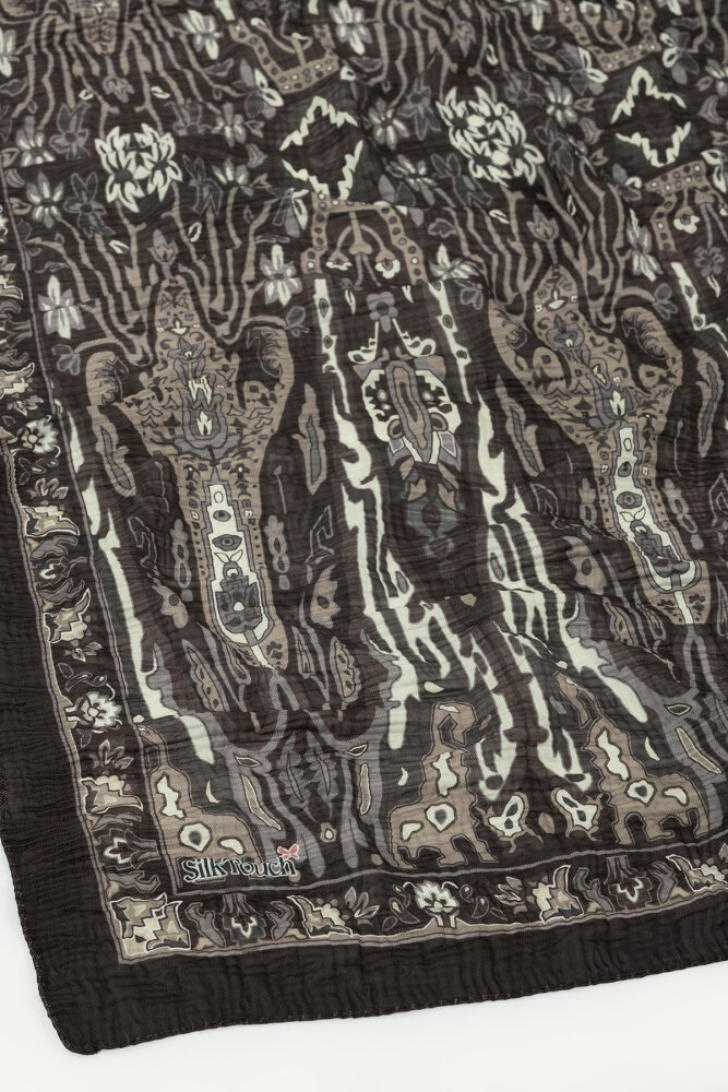 Acı Kahve Miras Desenli Müslin Eşarp - 3