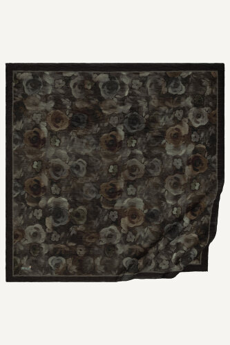 Acı Kahve Nostaljik Gül Desenli Müslin Eşarp (1)