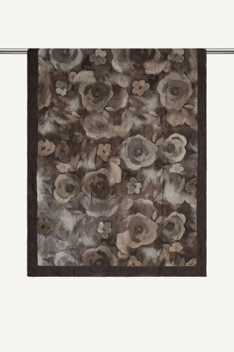 Acı Kahve Suluboya Gül Desenli Kraş Şal