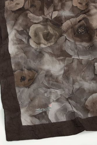 Acı Kahve Suluboya Gül Desenli Kraş Şal (1)