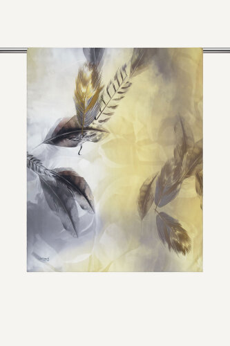 Altın Sarısı Kehribar Tüyü Desenli Fransız İpeği Şal (1)