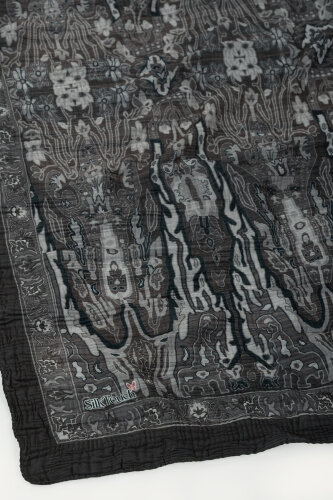 Antrasit Miras Desenli Müslin Eşarp - 3