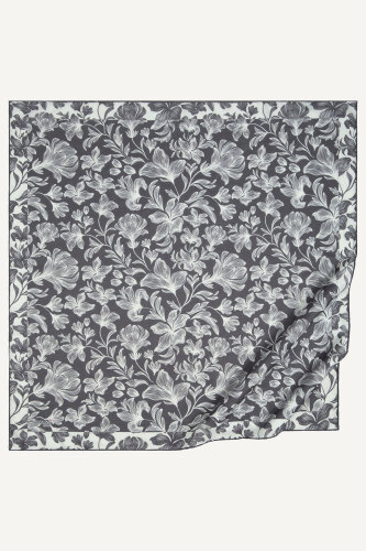 Antrasit Zambak Desen Natural Eşarp (1)