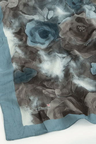 Aqua Suluboya Gül Desenli Kraş Şal (1)