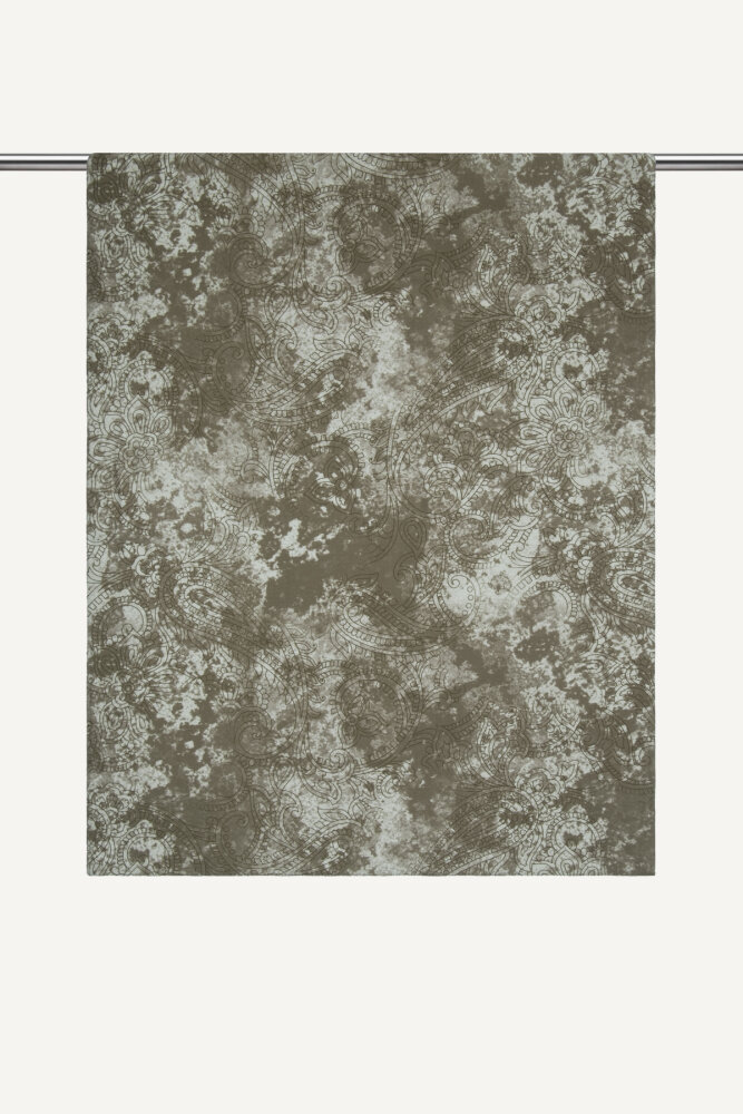 Asker Yeşili Etnik Dantel Desen Rami Şal - 1