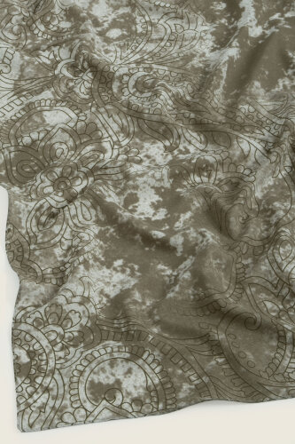 Asker Yeşili Etnik Dantel Desen Rami Şal (1)