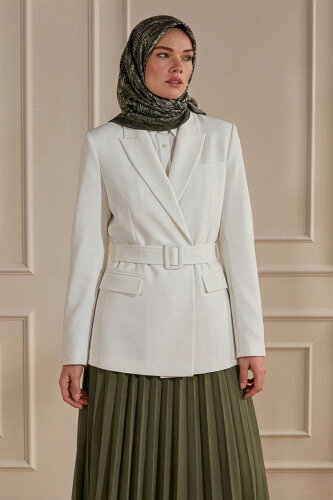 Asker Yeşili Miras Desenli Müslin Eşarp