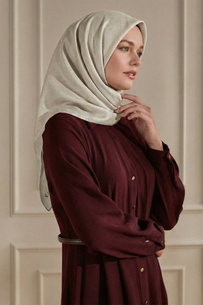 Bej Düz Renk Kehribar Eşarp - 1