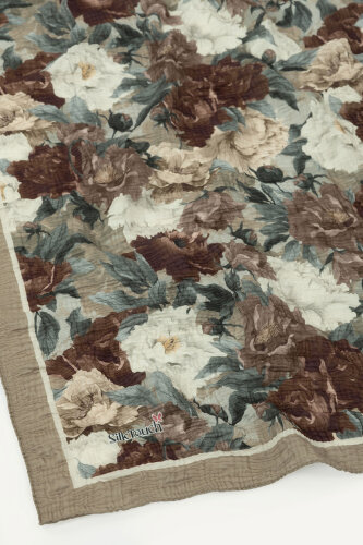 Bej Gece Çiçeği Desenli Müslin Eşarp - 3