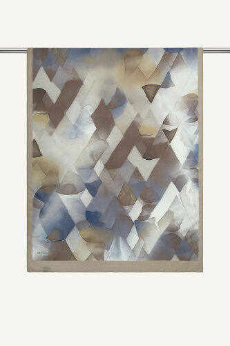 Bej Kristal Işıltı Desenli Fransız İpeği Şal (1)