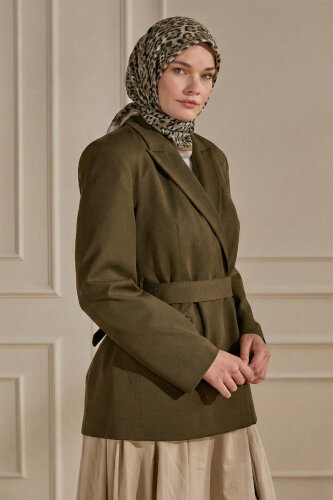 Bej Leopar Desenli Kraş Eşarp