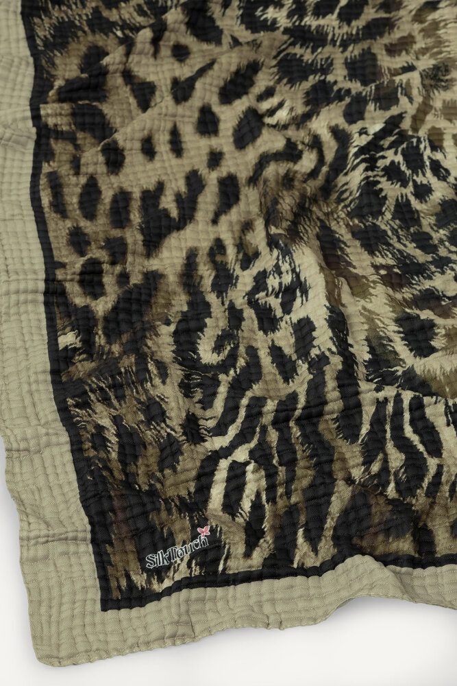 Bej Leopar Desenli Müslin Şal - 2