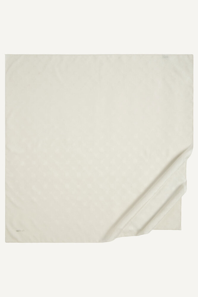 Bej Monogram Desen Mercan Eşarp - 2