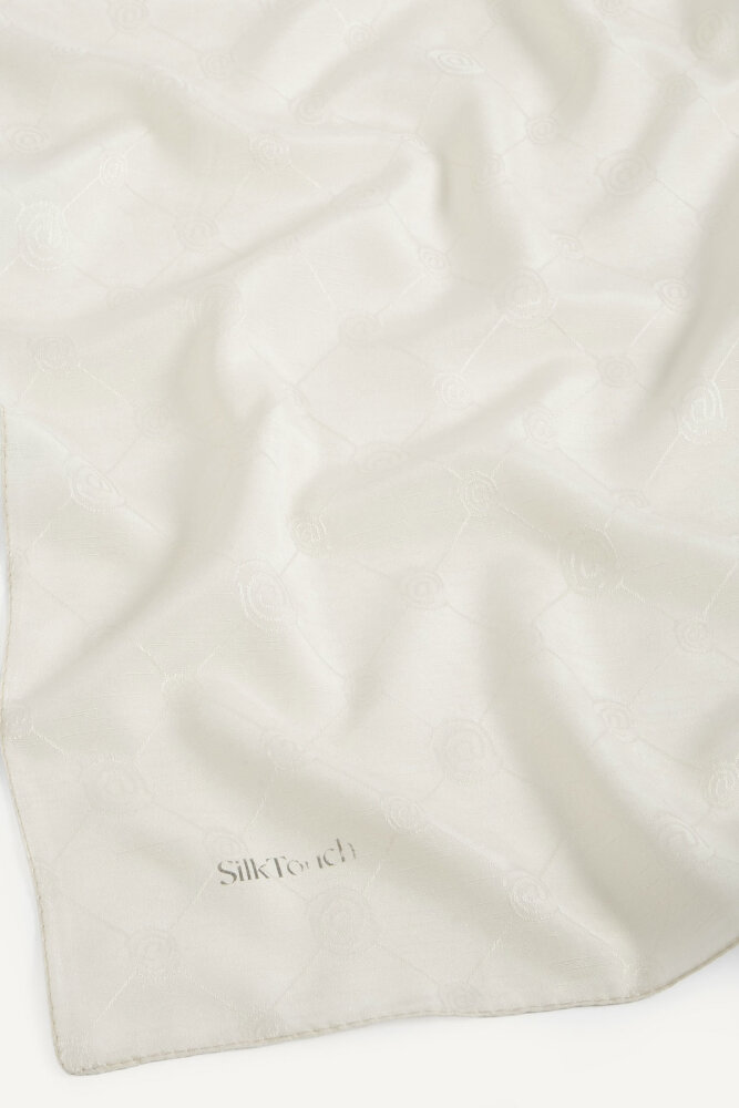 Bej Monogram Desen Mercan Eşarp - 3