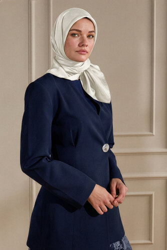 Bej Monogram Desen Mercan Eşarp