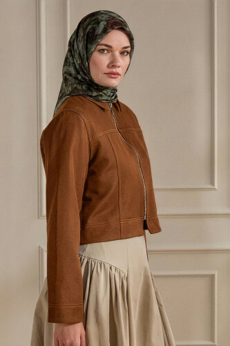 Bej Nostaljik Gül Desenli Müslin Eşarp