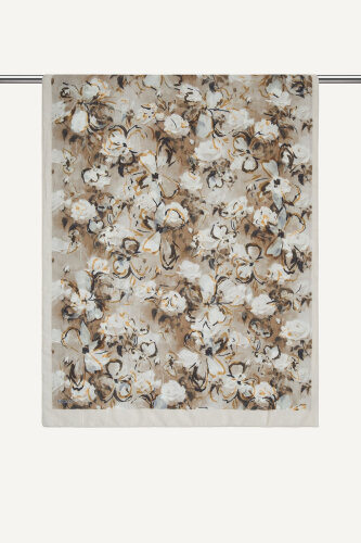 Bej Pamuk Esintisi Desen Kraş Şal 