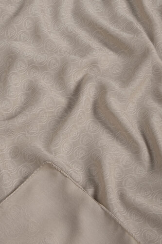 Bej Piramit Monogram Desen Mercan Şal (1)