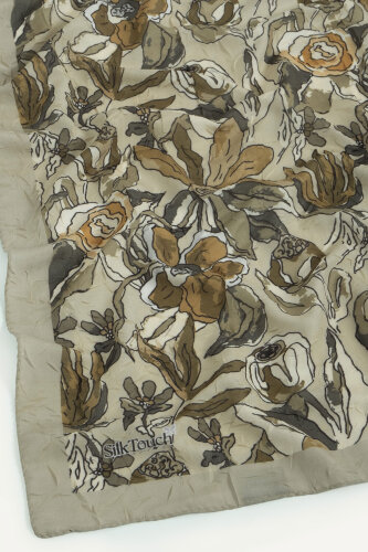 Bej Vintage Flora Desen Kraş Eşarp - 3