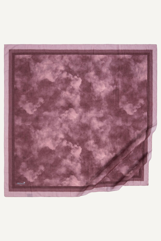 Bordo Bulut Desen Kraş Eşarp - 2