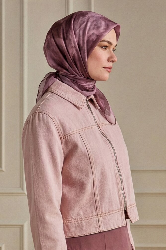 Bordo Bulut Desen Kraş Eşarp - 1