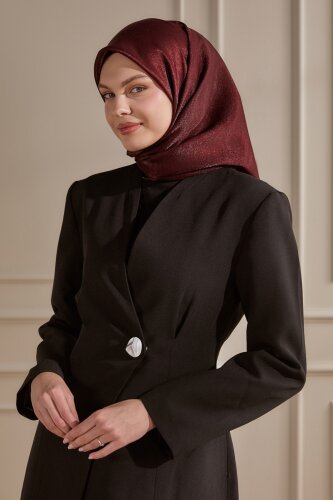 Bordo Düz Renk Kehribar Eşarp