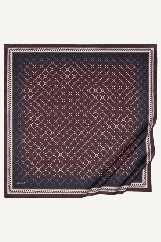 Bordo Elmas Bağ Desen Kristal Eşarp - 2