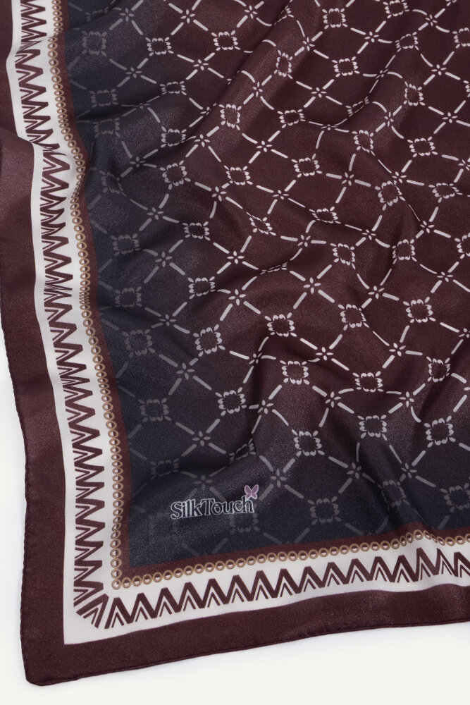 Bordo Elmas Bağ Desen Kristal Eşarp - 3