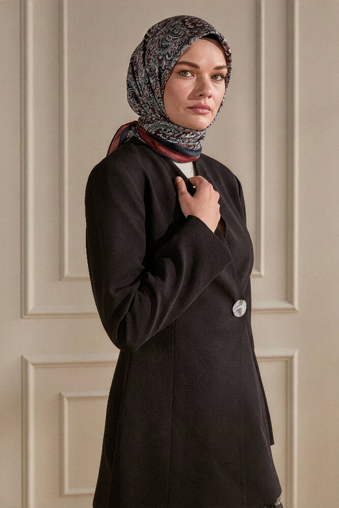 Bordo Etnik Desen Kristal Eşarp - 1