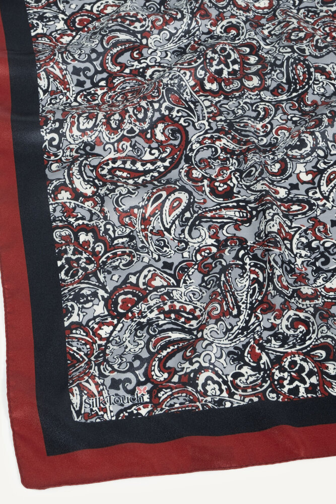 Bordo Etnik Desen Kristal Eşarp - 3