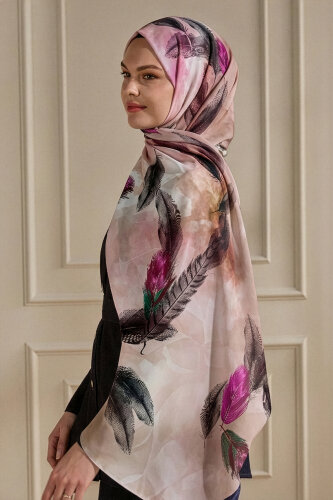 Bordo Kehribar Tüyü Desenli Fransız İpeği Şal