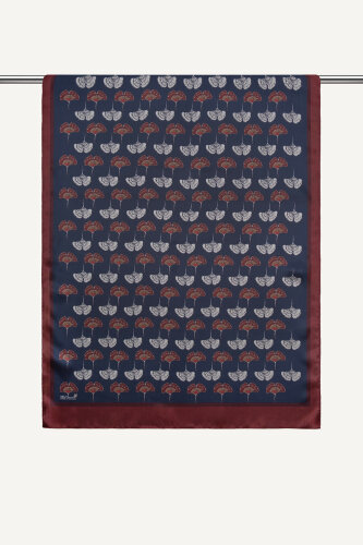 Bordo Mavi Yonca Desenli İdol Vual Şal (1)