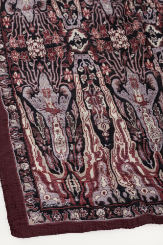 Bordo Miras Desenli Müslin Eşarp - 3