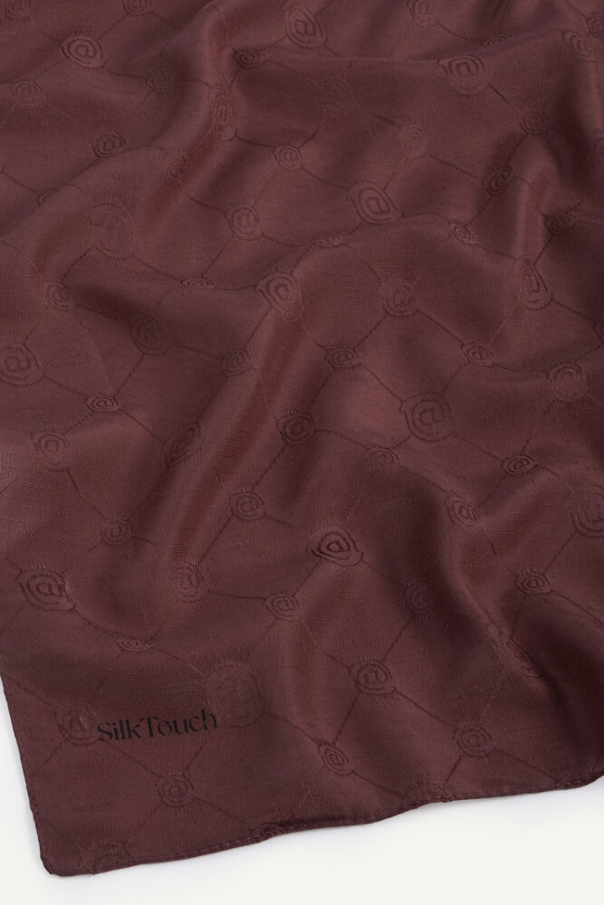 Bordo Monogram Desen Mercan Eşarp - 3