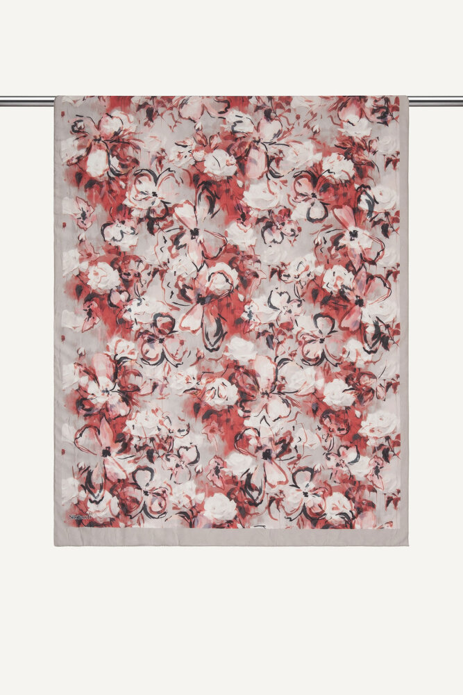 Bordo Pamuk Esintisi Desen Kraş Şal - 1