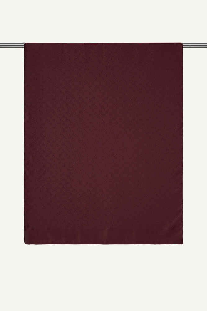 Bordo Piramit Monogram Desen Mercan Şal - 1