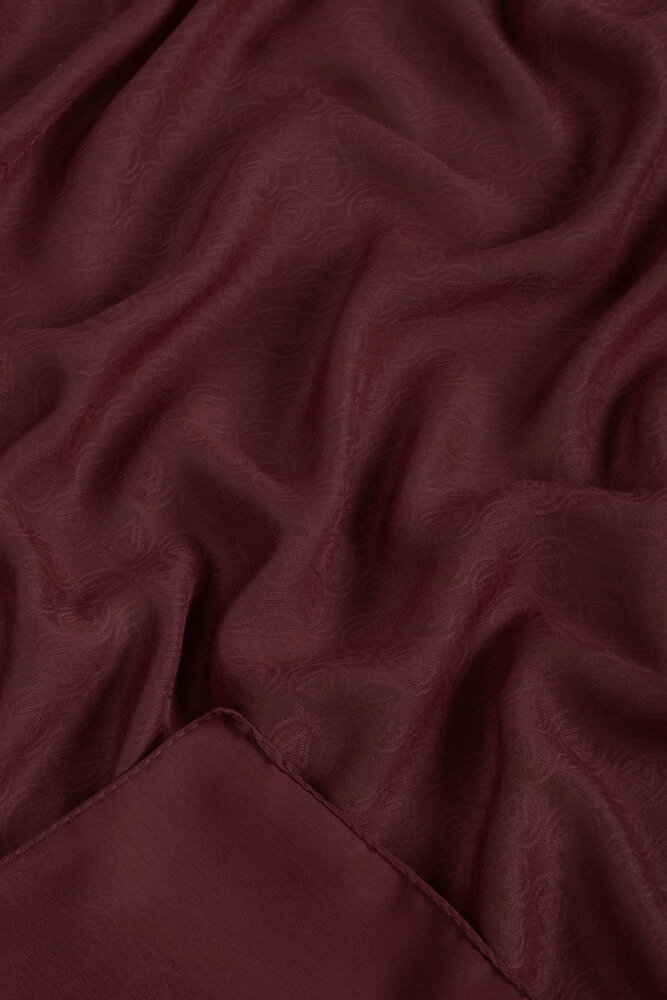 Bordo Piramit Monogram Desen Mercan Şal - 2