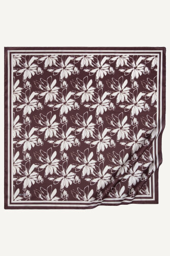 Bordo Şakayık Desen Kristal Eşarp (1)