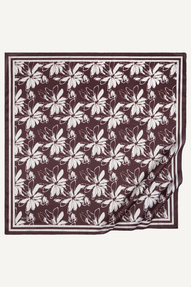 Bordo Şakayık Desen Kristal Eşarp - 2