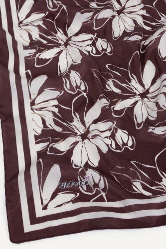 Bordo Şakayık Desen Kristal Eşarp - 3