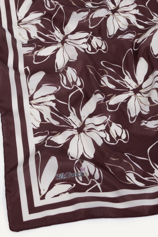 Bordo Şakayık Desen Kristal Eşarp - 3