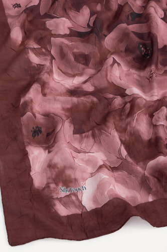 Bordo Suluboya Gül Desenli Kraş Şal (1)