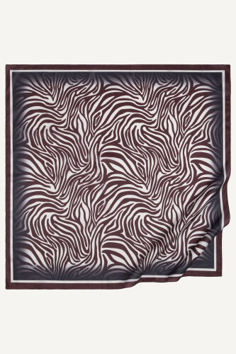 Bordo Zebra Desen Kristal Eşarp (1)